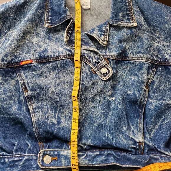 🔥Jordache Iconic 80s Acid Wash Denim Jacket | Wide Collar Cropped Oversized L🔥 - Picture 10 of 14